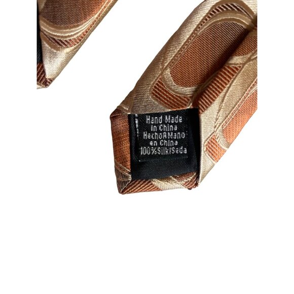 Concepts Claiborne Mens Necktie Silk Geometric Brown Gold Beige Retro Dad Gift - Picture 3 of 5